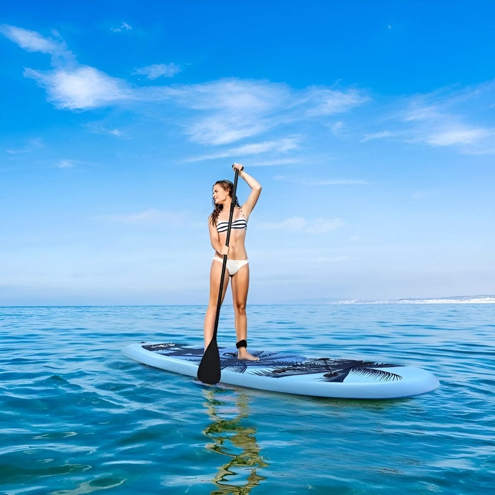 Paddle Gonflable Bleu Clair – Kit Complet de Stand Up Paddle (305 cm x 76 cm x 16 cm) 1 personne (Max 115kg.) Set de Stand Up Paddle