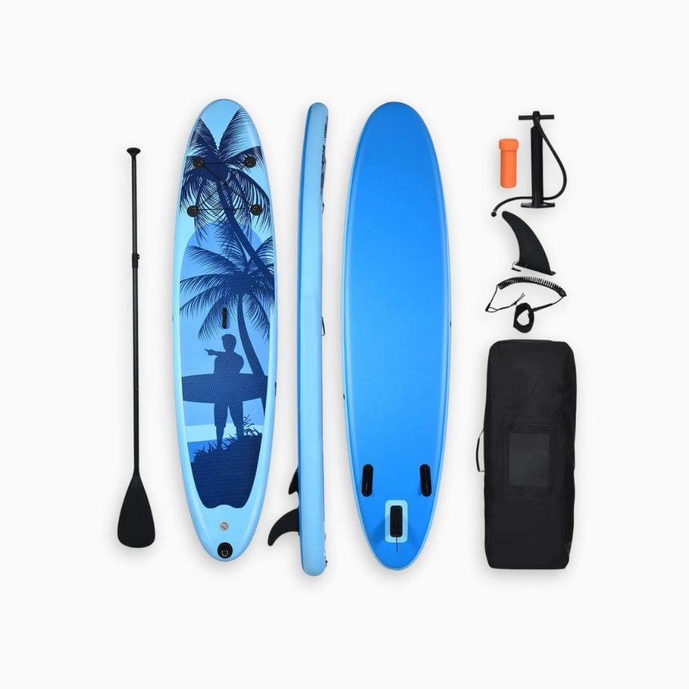 Paddle Gonflable Bleu Clair – Kit Complet de Stand Up Paddle (305 cm x 76 cm x 16 cm) 1 personne (Max 115kg.) Set de Stand Up Paddle