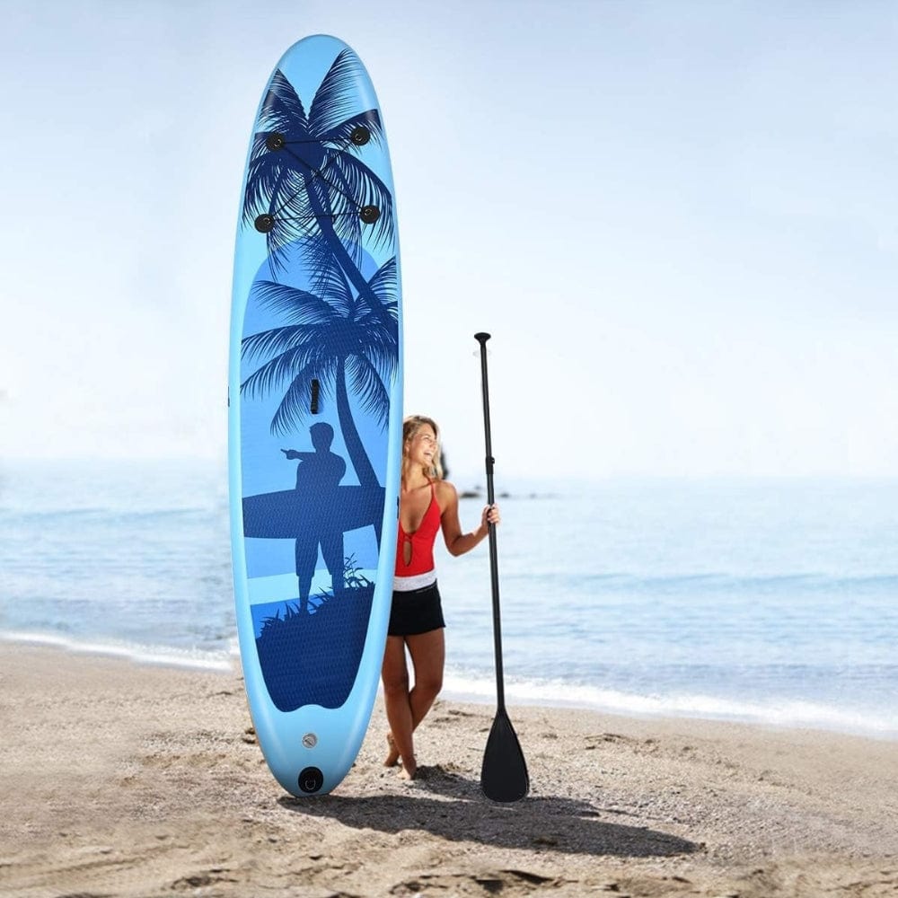 Paddle Gonflable Bleu Clair – Kit Complet de Stand Up Paddle (305 cm x 76 cm x 16 cm) 1 personne (Max 115kg.) Set de Stand Up Paddle