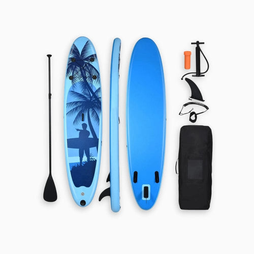 Paddle Gonflable Bleu Clair – Kit Complet de Stand Up Paddle (305 cm x 76 cm x 16 cm) 1 personne (Max 115kg.) Set de Stand Up Paddle