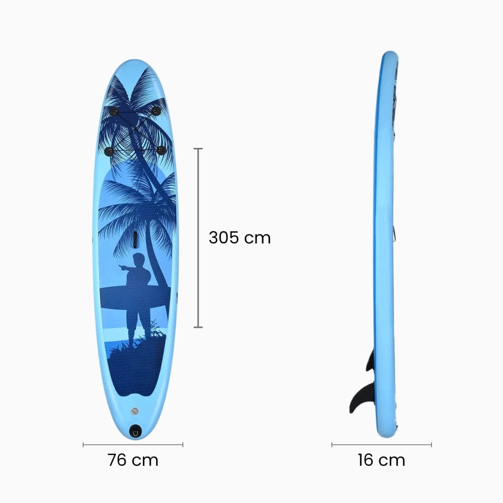 Paddle Gonflable Bleu Clair – Kit Complet de Stand Up Paddle (305 cm x 76 cm x 16 cm) 1 personne (Max 115kg.) Set de Stand Up Paddle