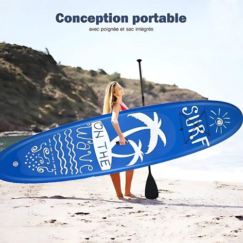 Paddle Gonflable Bleu Foncé – Kit Complet de Stand Up Paddle (305 cm x 76 cm x 16 cm) 1 personne (Max 115kg.) Set de Stand Up Paddle