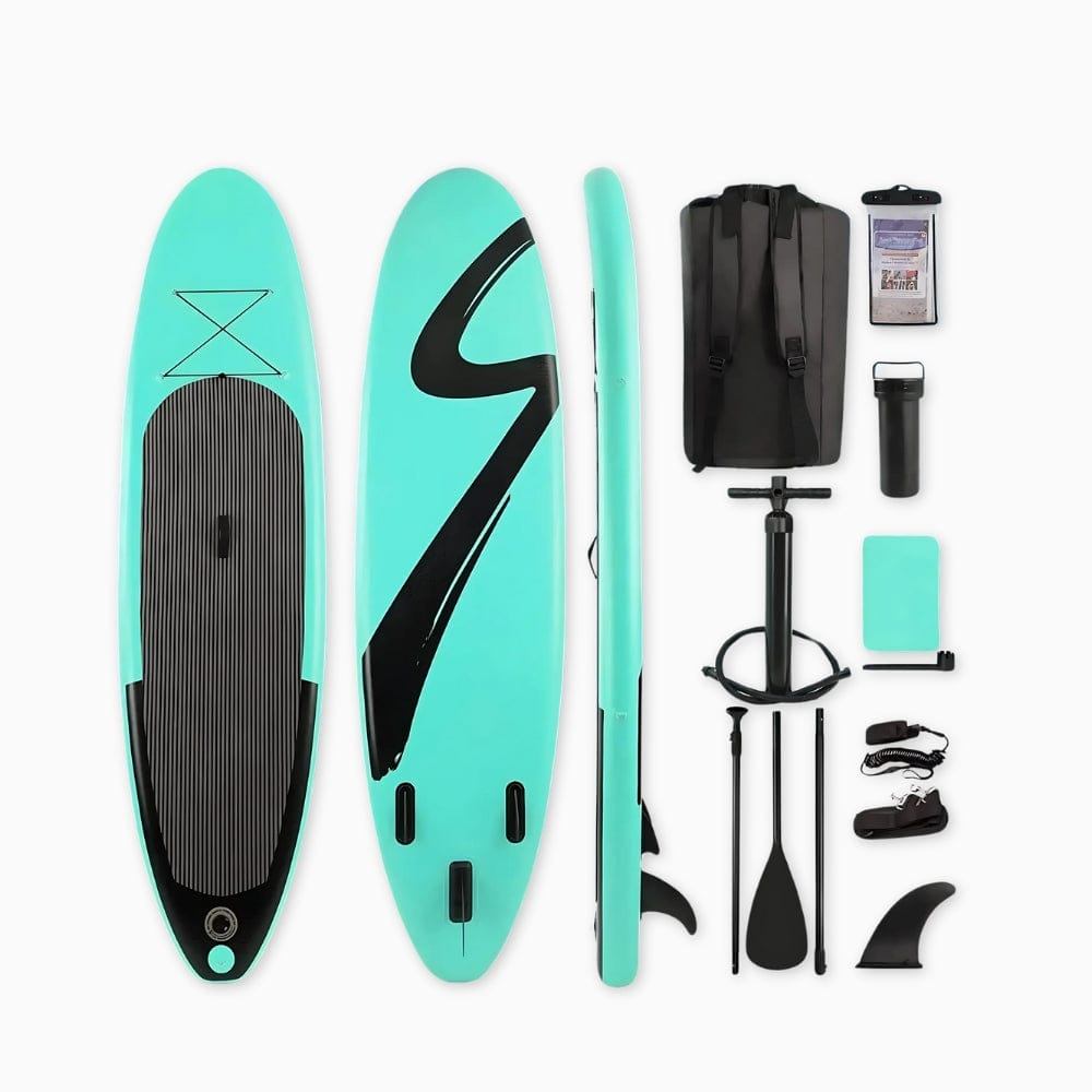 Paddle Gonflable Bleu Turquoise – Kit Complet de Stand Up Paddle (304 cm x 77 cm x 15.5 cm) convient pour un adulte et un enfant (Max 130kg.)