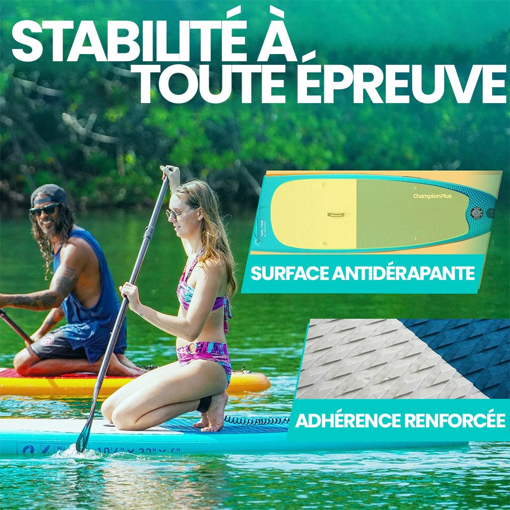 Paddle Gonflable Bleu Turquoise – Kit Complet de Stand Up Paddle (305 cm x 76 cm x 16 cm) 2 personnes (Max 140kg.) Set de Stand Up Paddle