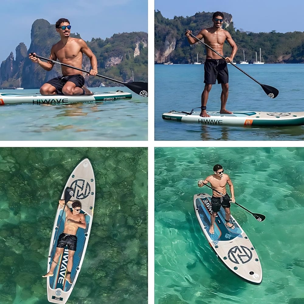 Paddle Gonflable Bois clair – Kit Complet de Stand Up Paddle avec support caméra (335 cm x 86 cm x 15 cm) jusqu'à 2 personnes (Max 175kg.)