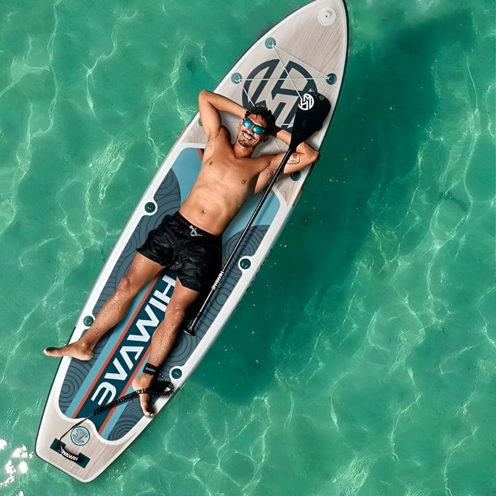 Paddle Gonflable Bois clair – Kit Complet de Stand Up Paddle avec support caméra (335 cm x 86 cm x 15 cm) jusqu'à 2 personnes (Max 175kg.)