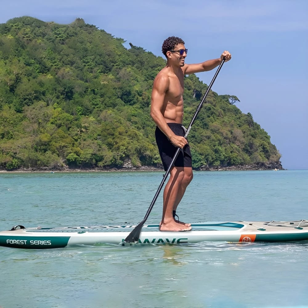 Paddle Gonflable Bois clair – Kit Complet de Stand Up Paddle avec support caméra (335 cm x 86 cm x 15 cm) jusqu'à 2 personnes (Max 175kg.)