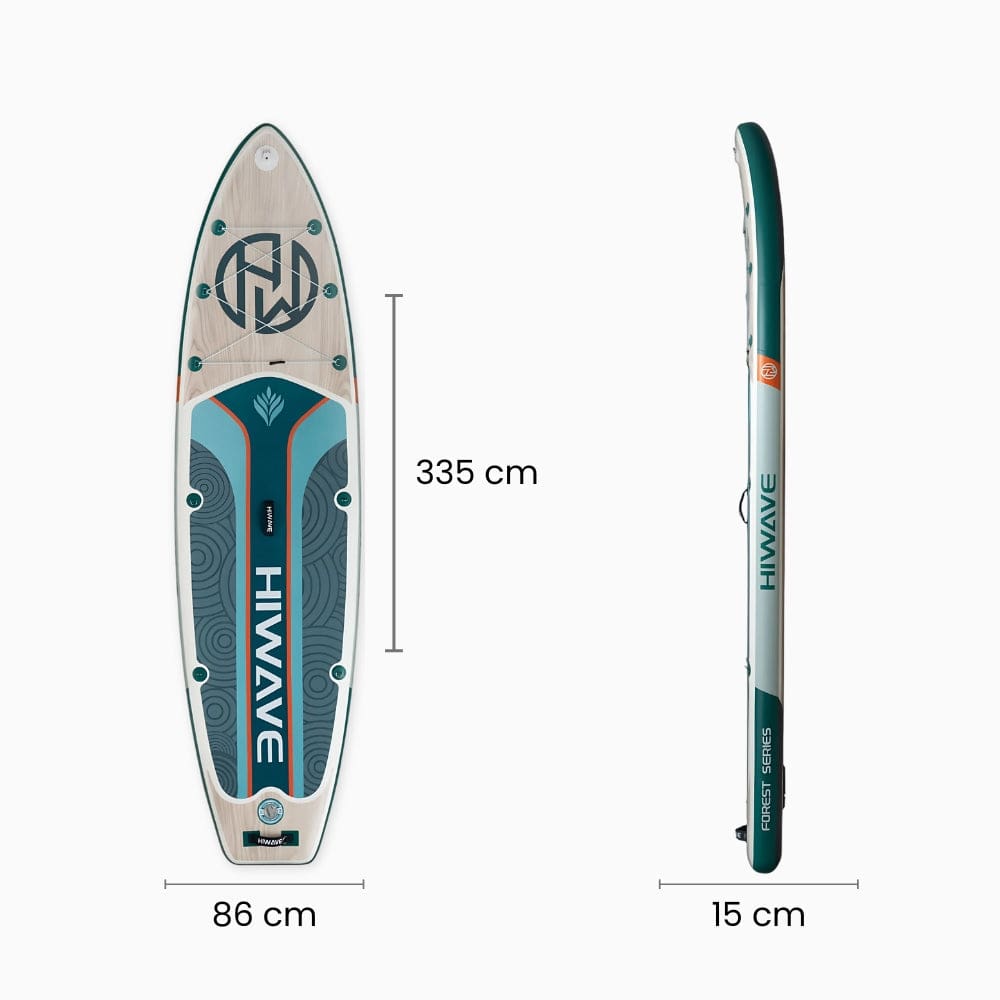 Paddle Gonflable Bois clair – Kit Complet de Stand Up Paddle avec support caméra (335 cm x 86 cm x 15 cm) jusqu'à 2 personnes (Max 175kg.)