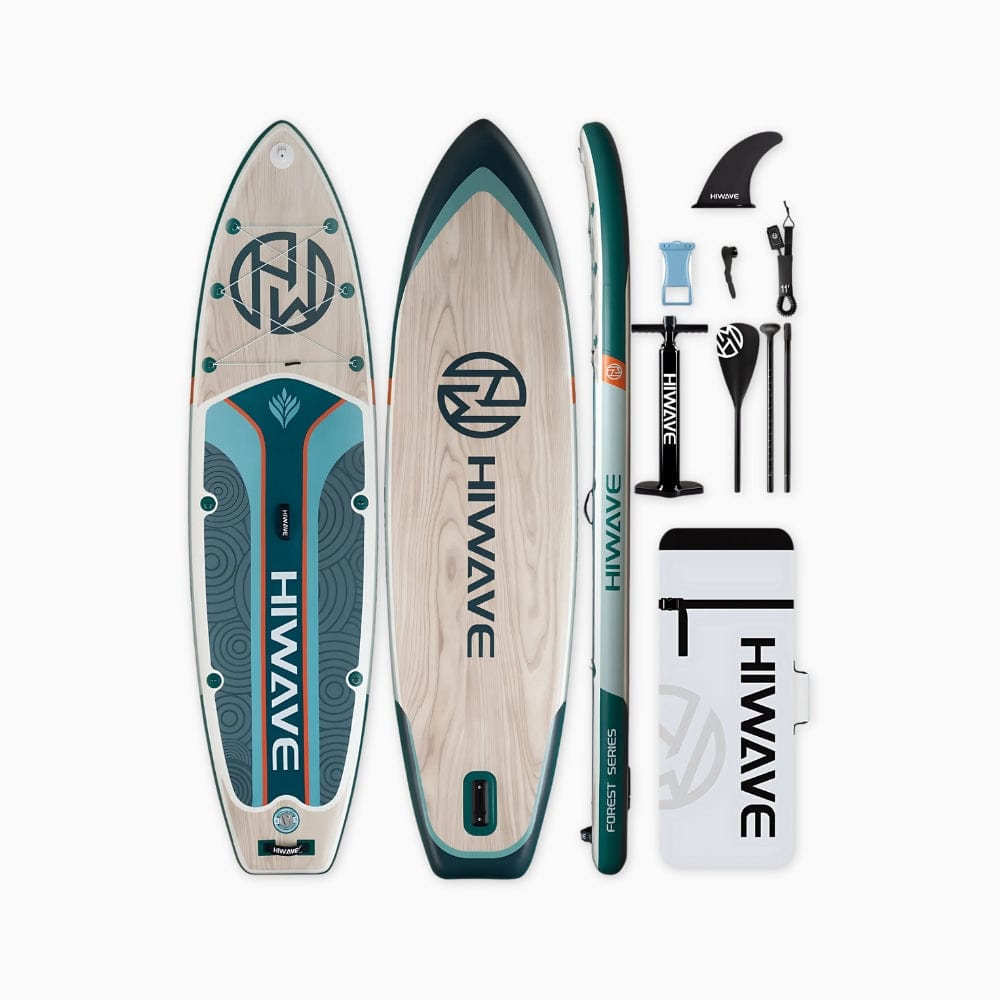 Paddle Gonflable Bois clair – Kit Complet de Stand Up Paddle avec support caméra (335 cm x 86 cm x 15 cm) jusqu'à 2 personnes (Max 175kg.)