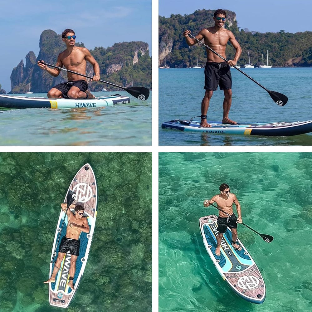 Paddle Gonflable Bois Foncé– Kit Complet de Stand Up Paddle avec support caméra (335 cm x 86 cm x 15 cm) jusqu'à 2 personnes (Max 175kg.)