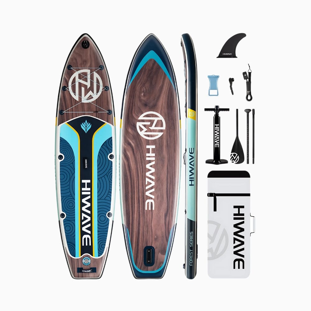 Paddle Gonflable Bois Foncé– Kit Complet de Stand Up Paddle avec support caméra (335 cm x 86 cm x 15 cm) jusqu'à 2 personnes (Max 175kg.)